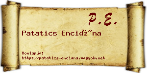 Patatics Enciána névjegykártya